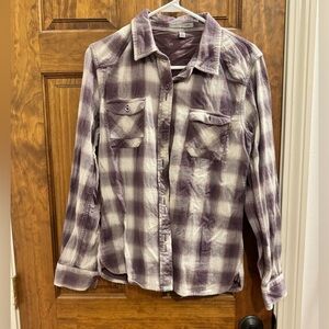 Horny Toad Organic Cotton Plaid Shirt, Medium, purple